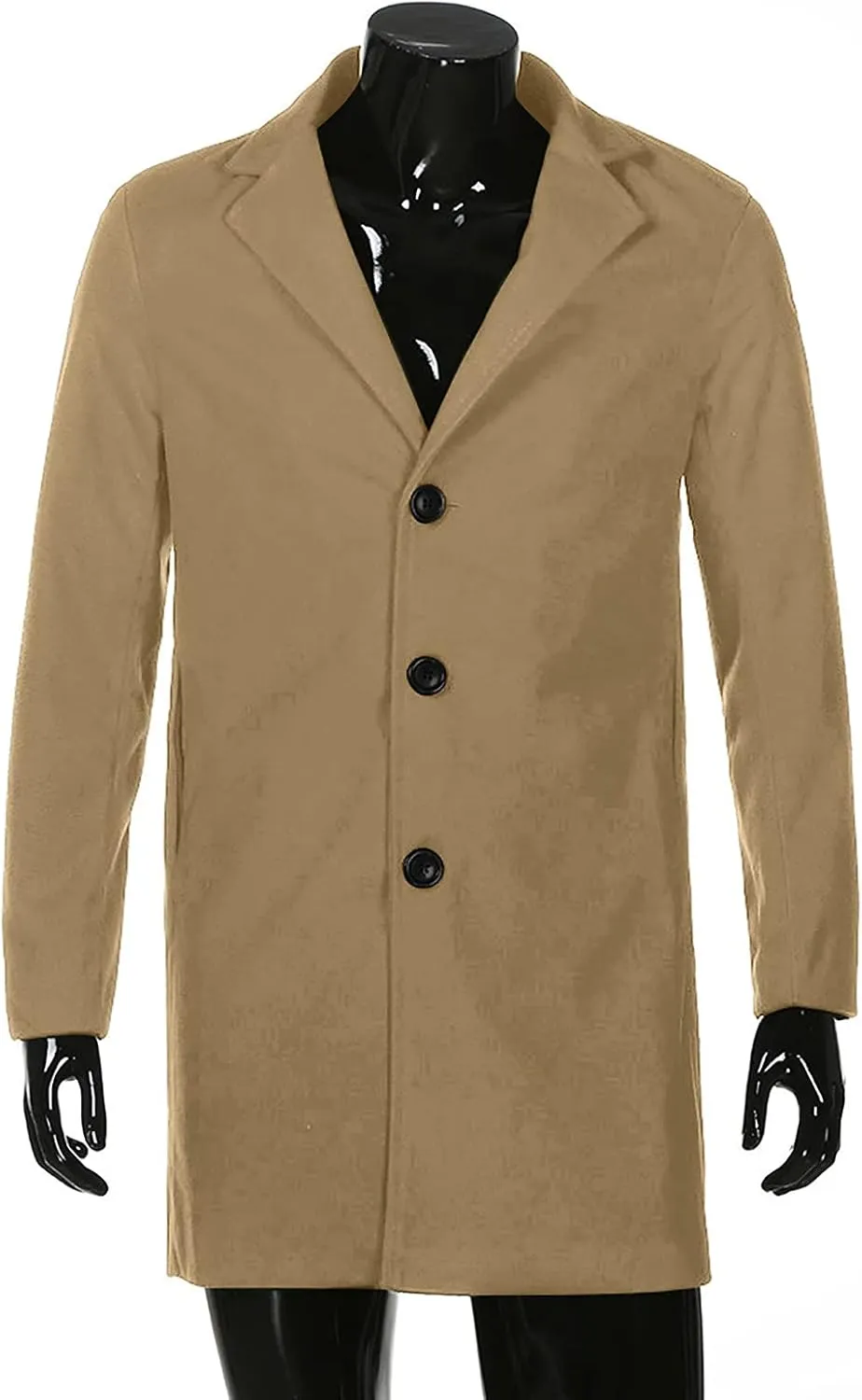 Ymosrh Winter Coats for Men Formal Single Breasted Figuring Overcoat Long Wool Warm Jacket Outwear Jackets