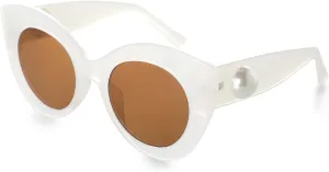 YOGFIT Cat Eye Sunglasses for Women Men with Pearl Decoration Vintage Cute Fashion Sunglasses UV Protection