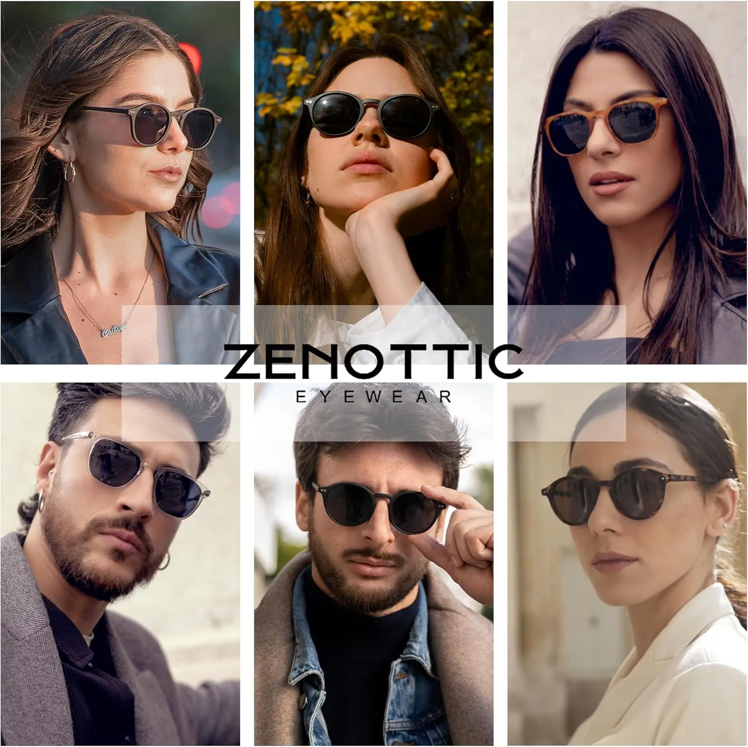 ZENOTTIC Polarized Sunglasses for Women Men: Retro Shades Round | Square Frame UV Protection 2 Pack