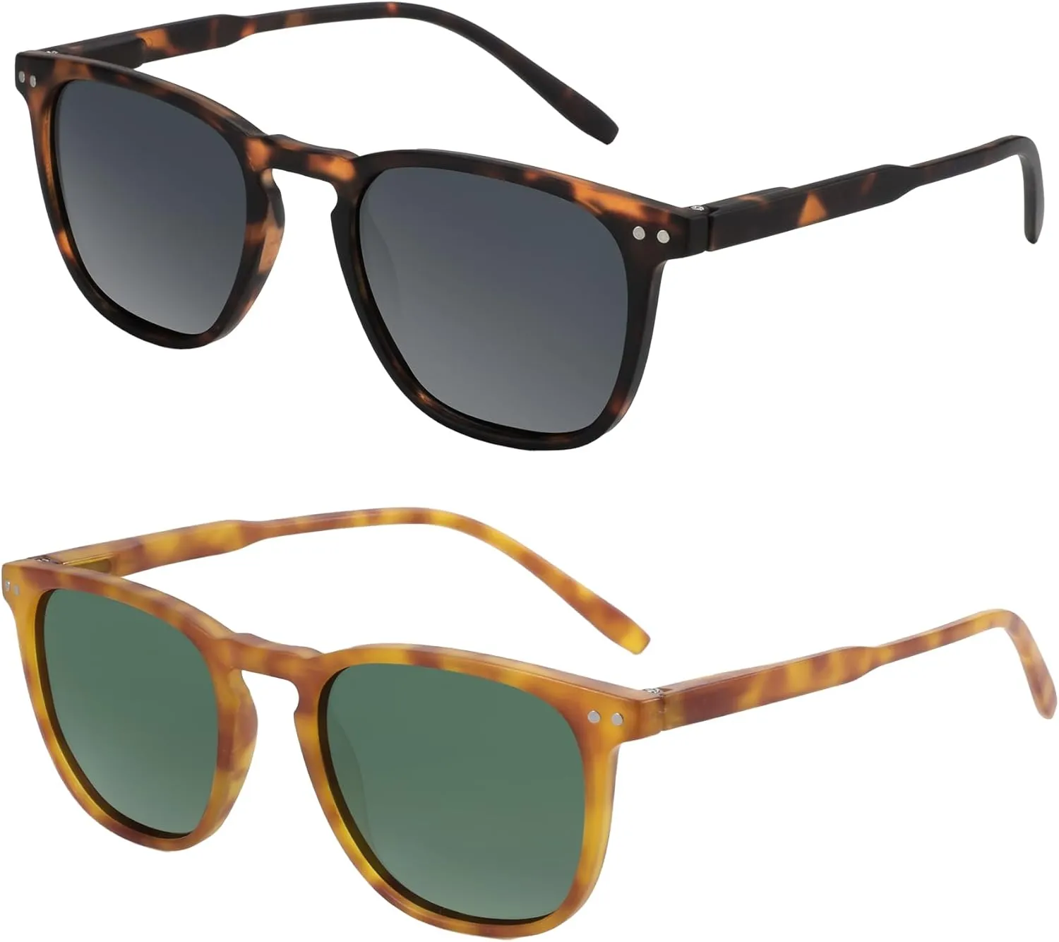ZENOTTIC Polarized Sunglasses for Women Men: Retro Shades Round | Square Frame UV Protection 2 Pack