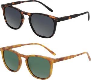 ZENOTTIC Polarized Sunglasses for Women Men: Retro Shades Round | Square Frame UV Protection 2 Pack