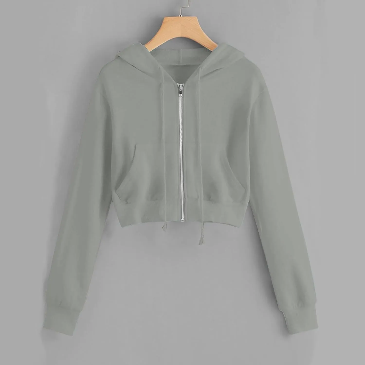 Zip Up Hoodie Women Hoodies for Teen Girls Crop Long Sleeve Sweatshirt Trendy Y2K Crop Tops Jacket with Pocket