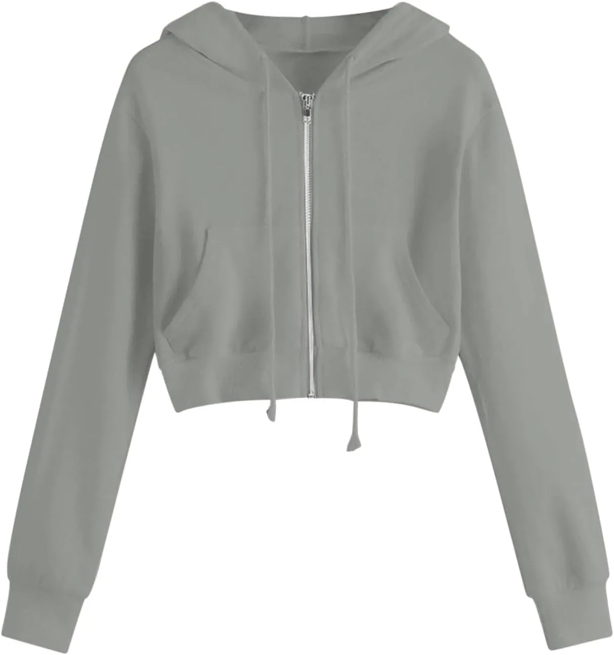 Zip Up Hoodie Women Hoodies for Teen Girls Crop Long Sleeve Sweatshirt Trendy Y2K Crop Tops Jacket with Pocket